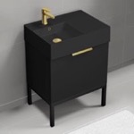 Nameeks DERIN692 Black 24 Inch Small Bathroom Vanity, Modern, Matte Black, Free Standing